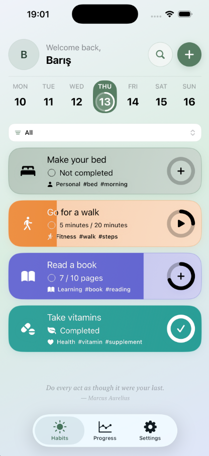 Habitary daily habits in light mode